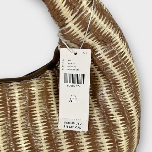 Anthropologie Melie Bianco The Brigitte Satchel Crescent Raffia Edition NEW - Picture 7 of 9